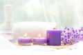 Spa beauty massage health wellness background.ÃÂ  Spa Thai therapy treatment aromatherapy for body woman with purple flower